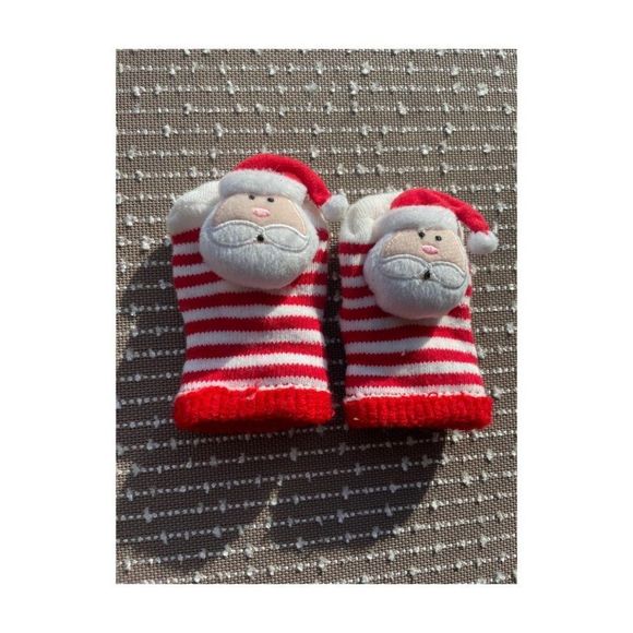 Christmas Santa Claus Infant Socks with Santa Rattle Heads One Size - Picture 1 of 2